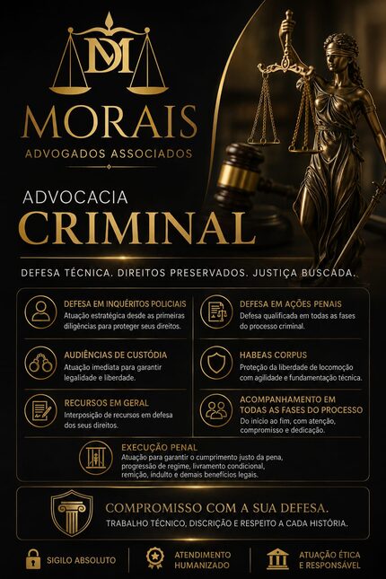 Arte do escritório sobre Advocacia Criminal, com a lista de serviços