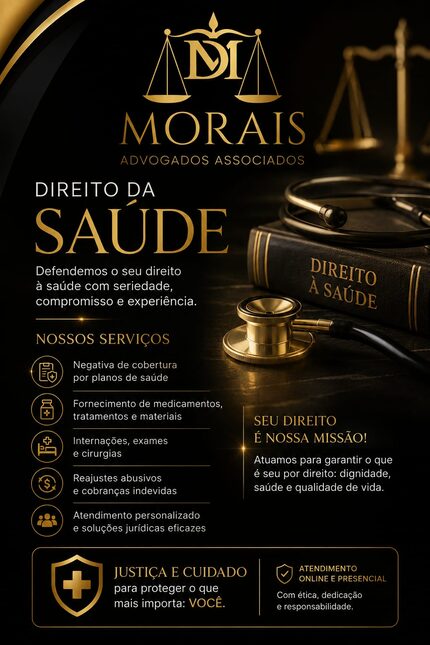 Arte do escritório sobre Direito da Saúde, com a lista de serviços