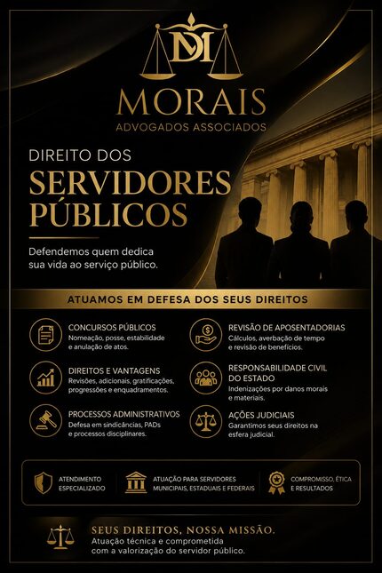 Arte do escritório sobre Direito dos Servidores Públicos, com a lista de serviços